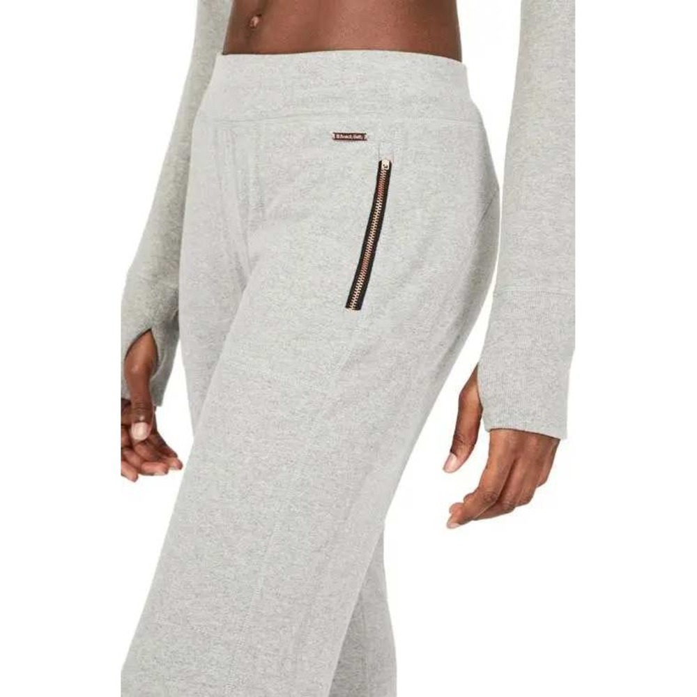Sweaty Betty Luxe Fleece Joggers Grey Marl Rose Gold Zip SB5195 Size L